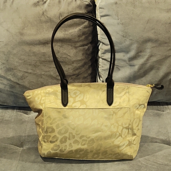 EUC Michael Kors Kelsey Medium Leopard Print Nylon Top Zip Tote - Picture 3 of 16